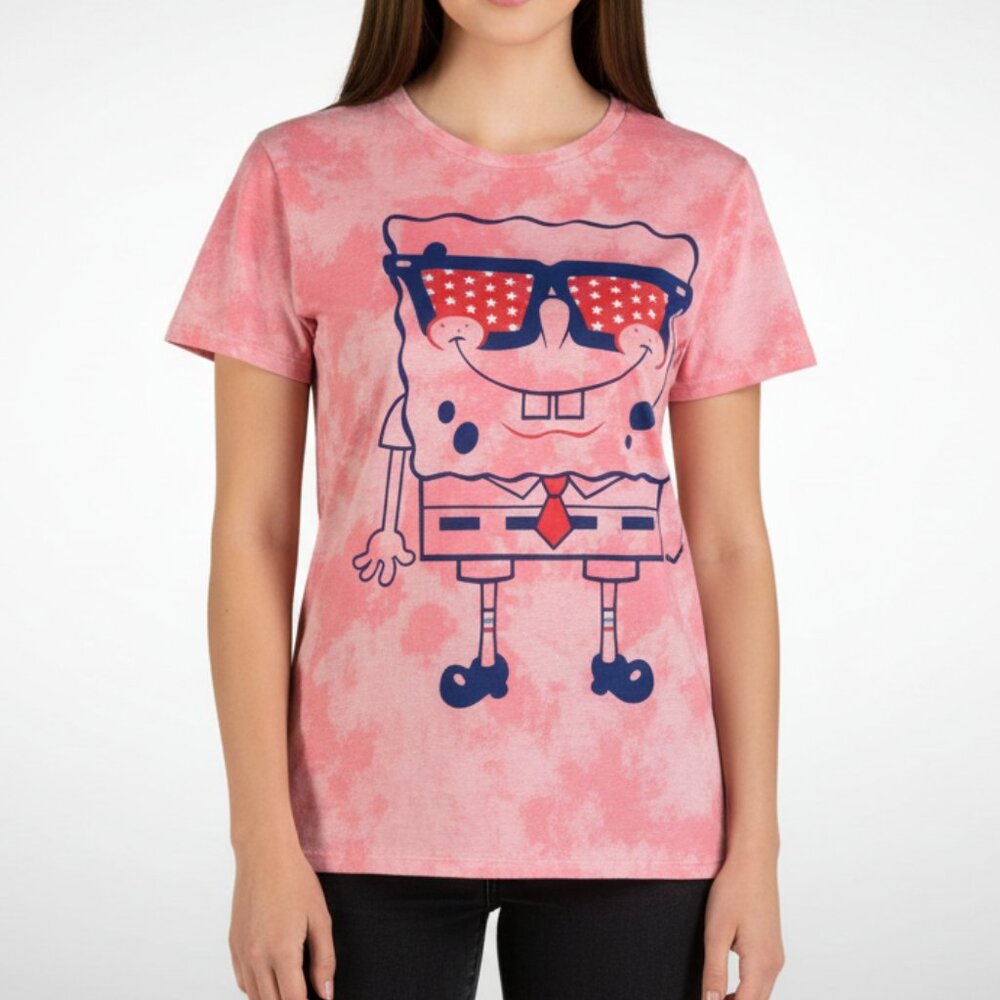 Nickelodeon SpongeBob Tie Dye T Shirt Juniors Large‎ Patriotic Sunglasses